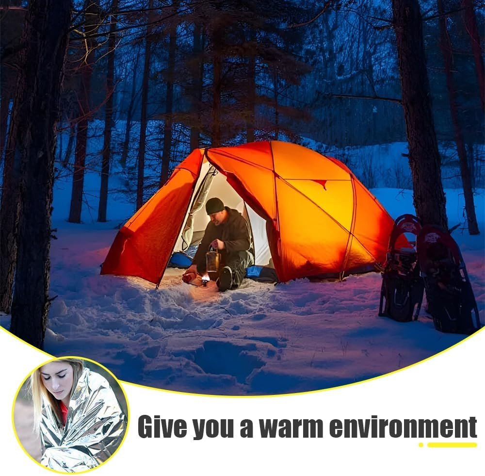10 pcs Emergency Blankets,Collapsible, Disposable Mantle. Compact and Easy to Carry,Space Blanket Survival Kits, Camping Covering,for Outdoors, Hiking, Survival, Marathons or First Aid