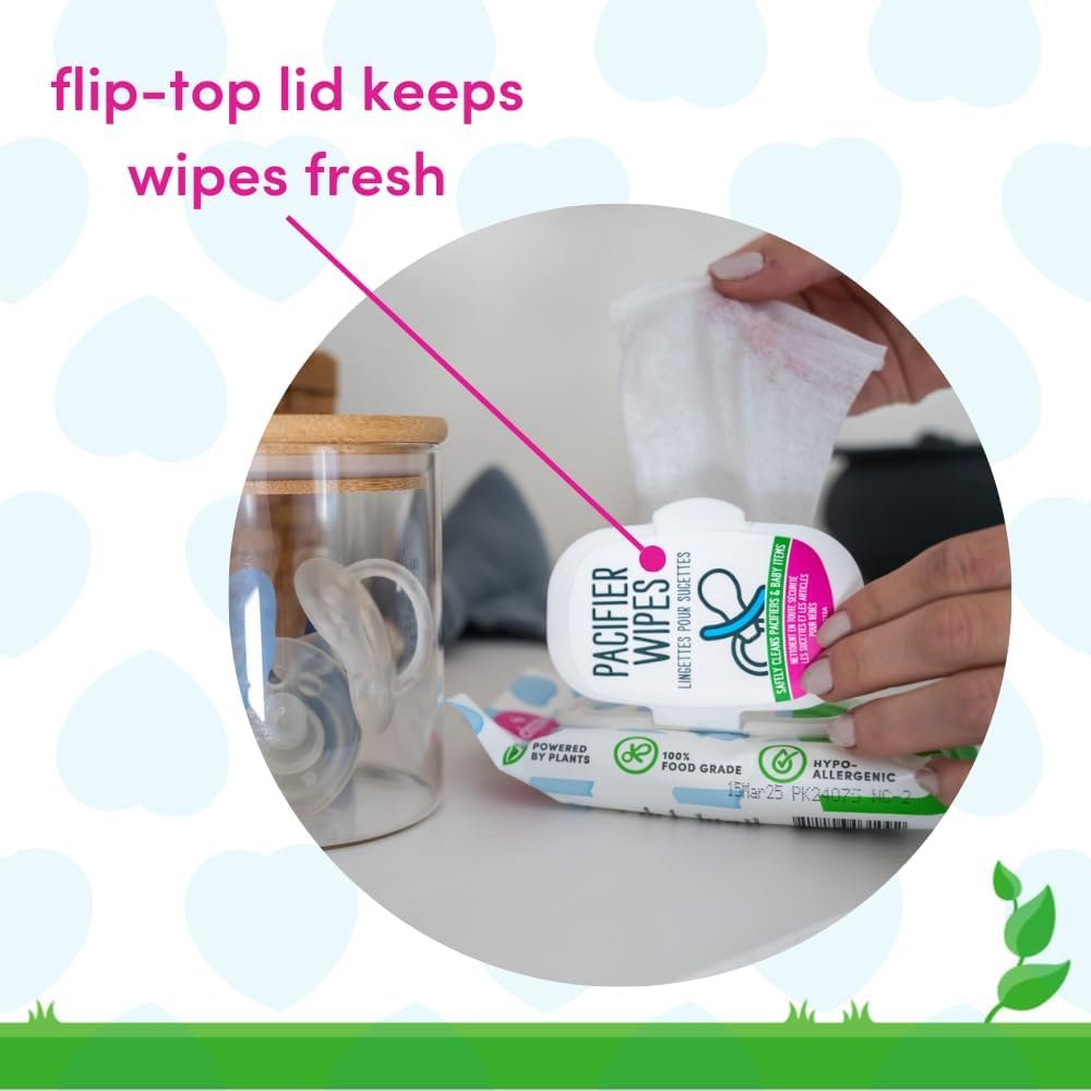 Dapple Pacifier Wipes, for Baby and Toddlers, Diaper Bag Essentials 40ct, Fragrance Free - Pack of 3