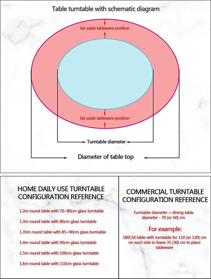27" Round Tempered Glass Lazy Susan Turntable for Dining Table Large Tabletop- 360° Rotating,Smooth, Silent Rotating (27in/68cm)