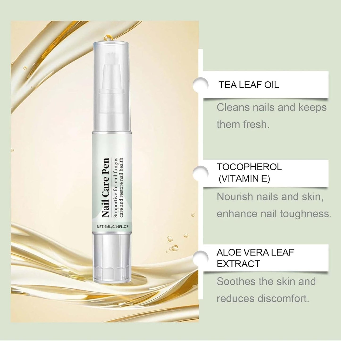 Nail Care Pen - Nail Polish for Nails and Well-Groomed Nails with Tea Tree Oil, Vitamin E, Aloe Vera (3 Pack)
