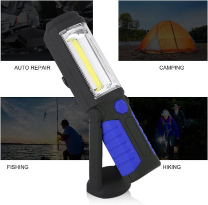 COB Work Flashlight, Rechargeable Handheld Flashlight, Super Bright LED Tactical Flashlight with Magnetic Base, Emergency Flashlight, Portable Flashlight for Camping Hiking (Blue)