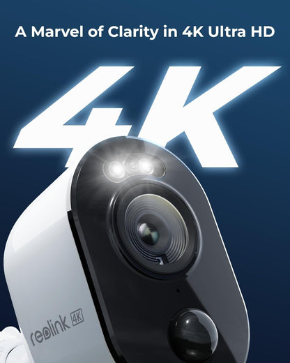 REOLINK Argus 3 Ultra, 4K Solar Security Camera, Wireless Outdoor Camera, 6W Adjustable Solar Panel, 2.4/5GHz WiFi, 8MP Color Night Vision, AI Detection, Local Storage, No Extra Fee for Home Security