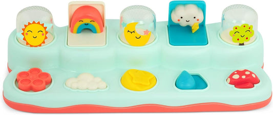 B. toys- Pop-Up Buddies- Cause and Effect Play – Learning Toys for Babies – Interactive Toy with Sun, Rainbow, Star – 18 Months +