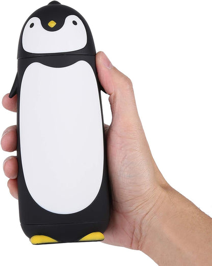 Penguin Shape Water Bottle, 300ML Capacity Portable Cute Cartoon Penguin Thermal Glass Water Bottle Double Layer Mug Travel Drinking Cup Ideal for Home School Travel Use (Black)