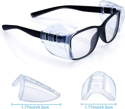 PMELCXD 8 Pairs Eye Glasses Side Shields Safety Eye Glasses Side Shields Slip Clear Flexible Slip On Shield Fits Small Medium Eyeglasses Added More Protection on Safety Glasses (Transparent and Black)