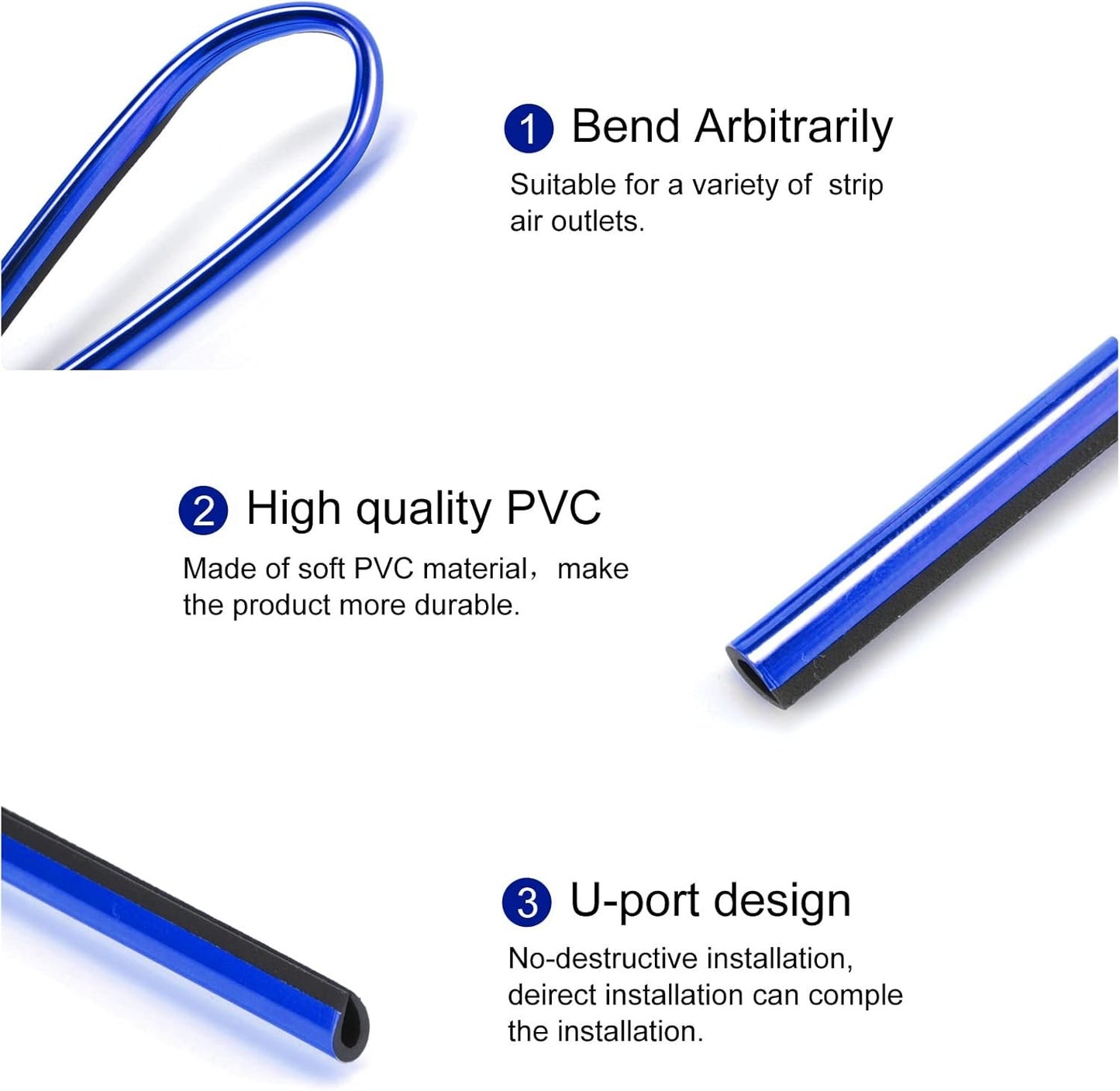 LivTee 20 Pieces Car Air Conditioner Decoration Strip, Universal Waterproof Bendable Air Vent Outlet Trim Decoration, Car Interior Accessories (Blue)