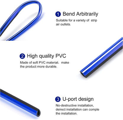 LivTee 20 Pieces Car Air Conditioner Decoration Strip, Universal Waterproof Bendable Air Vent Outlet Trim Decoration, Car Interior Accessories (Blue)