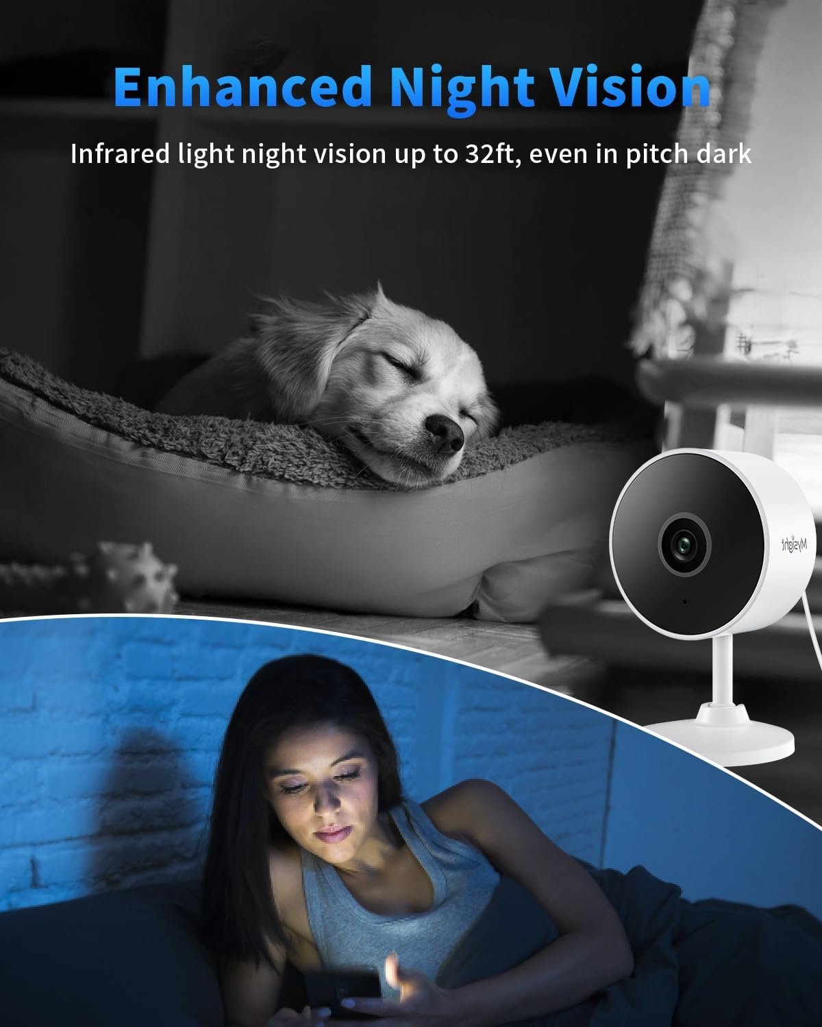 [5G & 2.4G] 2K Indoor Security Cameras for Home Security, AI Voice Change for 2-Way Talk, Motion Detection, Night Vision, 24/7 SD Recording/Cloud Storage, Baby Monitor/Dog/Pet Camera with Phone App