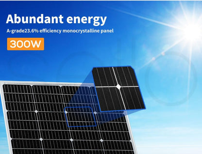 18V 300W Solar Panel Kit Mono Caravan Camping Power with Solar Charge Controller Charging USB Home Battery Charger Panels System Power
