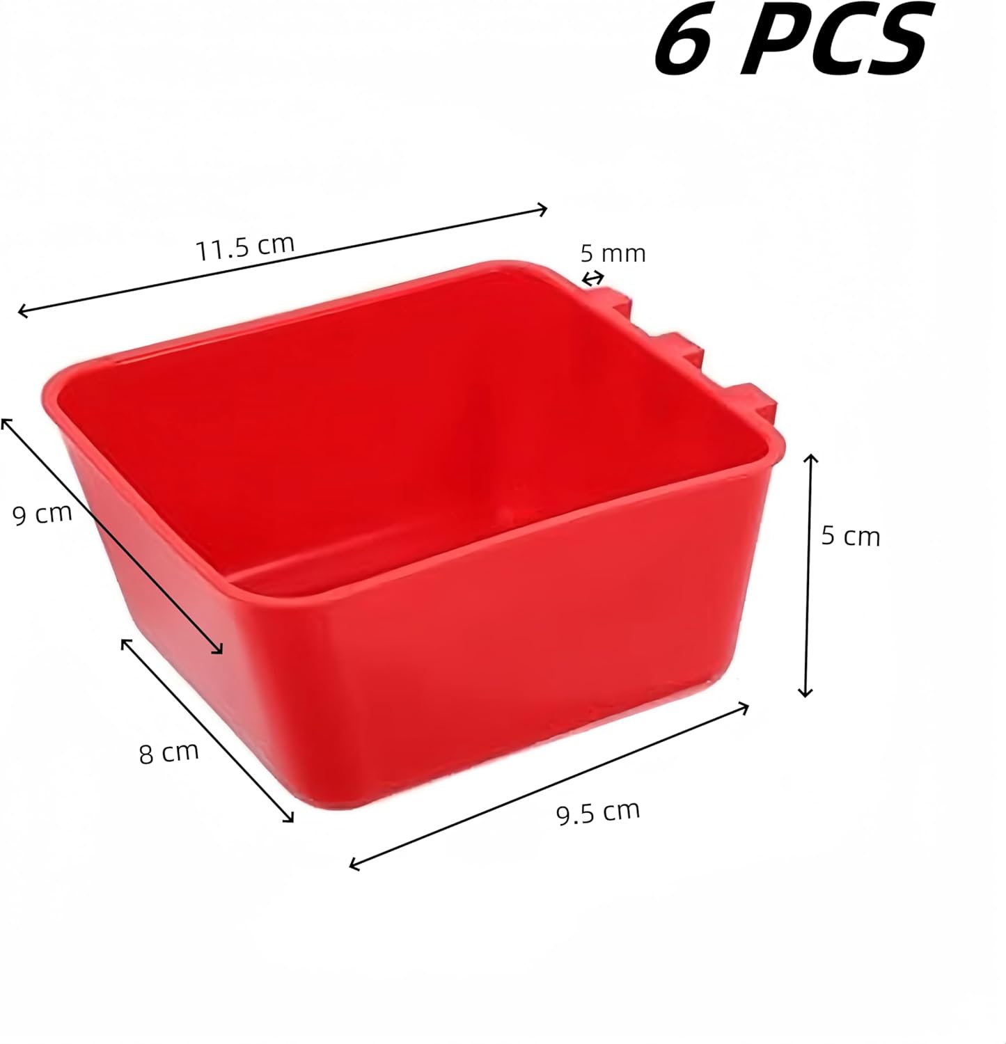 6 Pack Hanging Cage Bird Cups, Chicken Cage Seed Bowl,Plastic Bird Coop Trough, Hanging Feeding Cups Chicken Coop Supplies, Small Animal Feeder for Gamefowl Parrot Parakeet Poultry