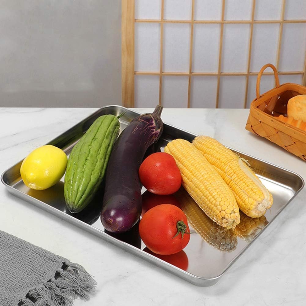 Suwimut Baking Sheet Set of 4, Heavy Duty Stainless Steel Baking Pans Tray Cookie Sheet, Toaster Oven Tray Pans Half Sheet Pan for Baking, Non Toxic, Easy Clean and Dishwasher Safe