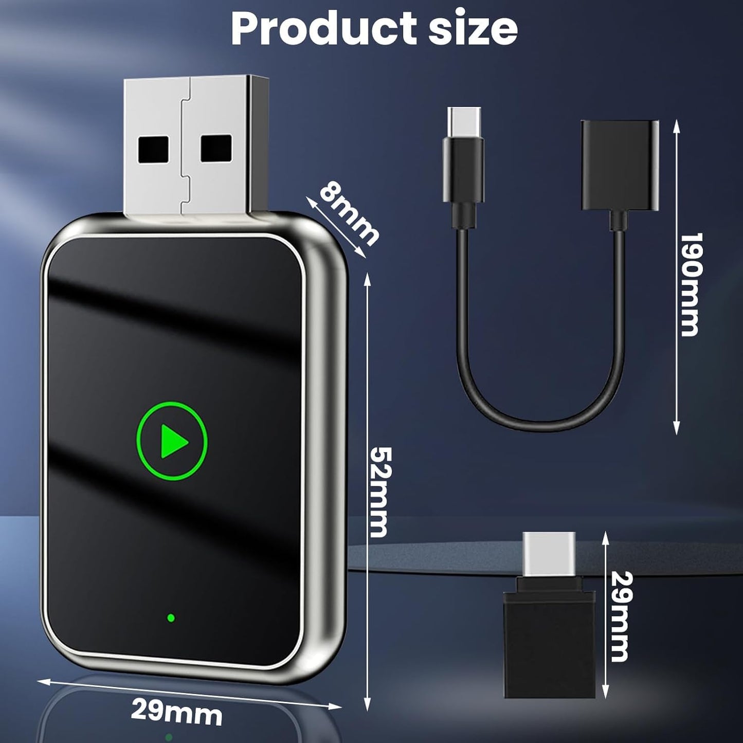 2 in 1 Wireless Carplay and Android Automatic Adapter, Mini Wireless Carplay Convert Factory Wired Carplay to Wireless, Wireless Carplay Adapter for IP-Hone iOS 10+ and Android 11+