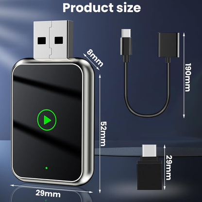 2 in 1 Wireless Carplay and Android Automatic Adapter, Mini Wireless Carplay Convert Factory Wired Carplay to Wireless, Wireless Carplay Adapter for IP-Hone iOS 10+ and Android 11+