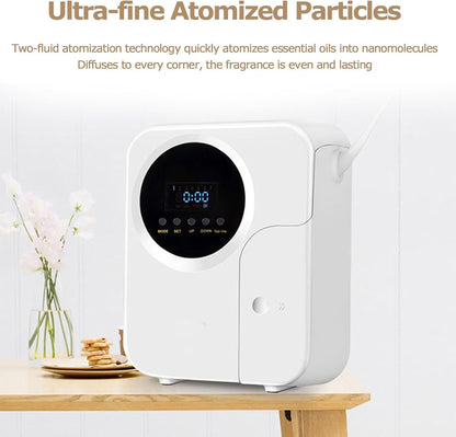 Smart Scent Air Machine, Commercial Essential Oil Diffuser with 150Ml Oil Bottle, Waterless Condensation Nebulization Wall Mounted Aromatherapy Diffuser Covering 200㎡ App Control Timing Cycle Work