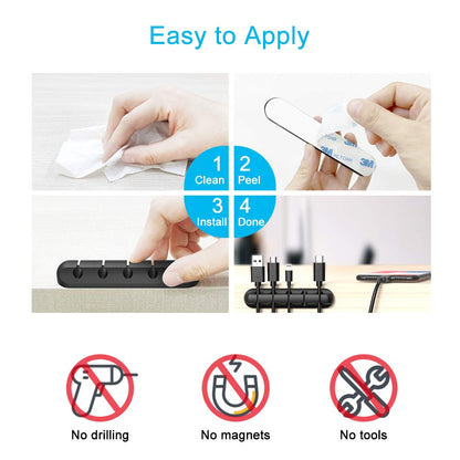 Cord Organizer, Cable Clips Cord Holder, Cable Management USB Cable Power Wire Cord Clips, 2 Packs Cable Organizers for Car Home and Office (5, 3 Slots)