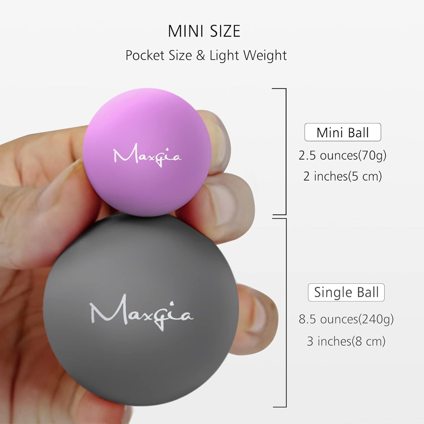 Maxgia Mini Massage Ball, 2" Vibrating Massage Ball for Jaw, Hands, Foot and Plantar Fasciitis Myofascial Release, Mobility and Recovery