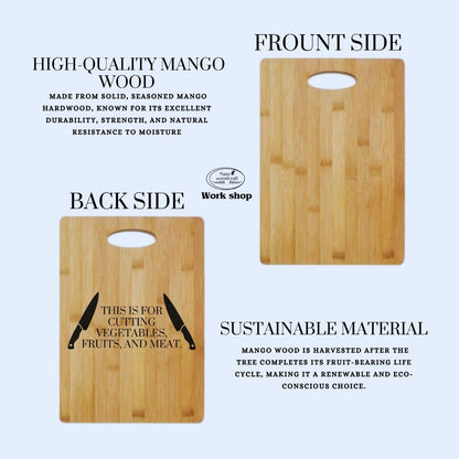 Premium Mango Wood Cutting Board – Durable Wooden Chopping Board with Handle for Kitchen, Cheese, Meat & Veggies – Eco-Friendly & Knife-Friendly – Rustic Serving Tray by Naaz Woodcraft