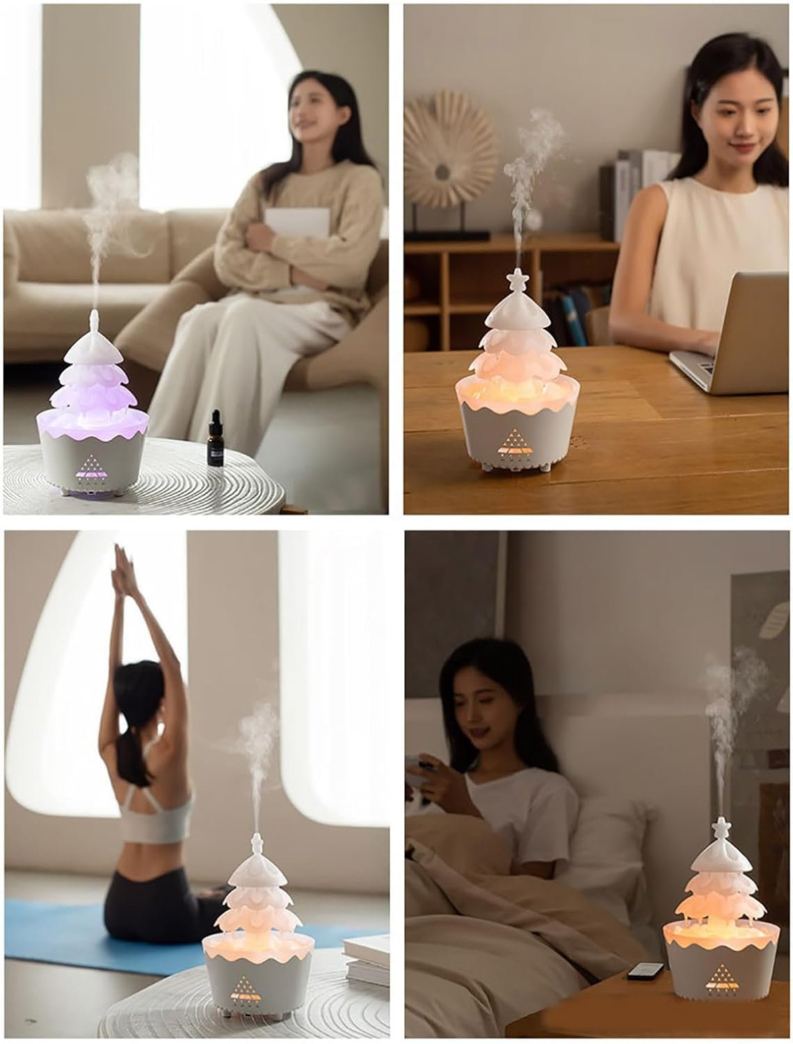Relaxing Essential Oil Humidifiers for Bedroom, 250ml Aromatherapy Desktop Silent Remote Control Oil Diffuser, Air Humidifiers with 7 Colors LED Lights (Red)