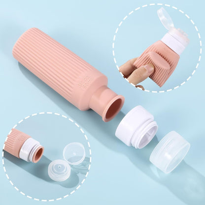 JIAXINGBING Travel Toiletry Bottles, 4pcs TSA Approved 90ml Silicone Travel Size Containers, Leak Proof, Transparent