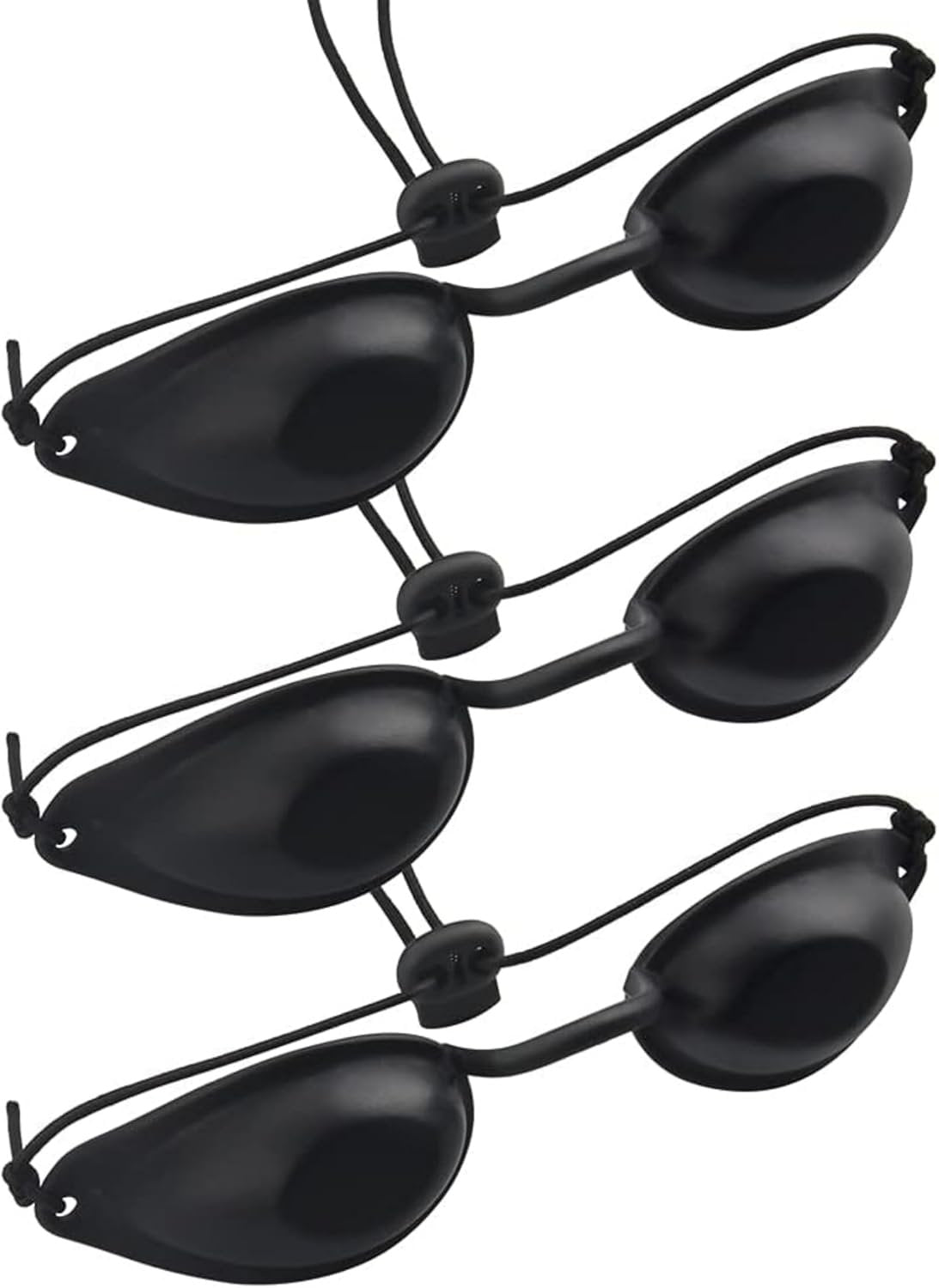 TAVVKE Safety Goggles Eye Patch - Laser Protection Eyewear Glasses for IPL, UV, Infrared LED Light Therapy - 3 Pcs Set - Black - Adjustable Elastic Strap