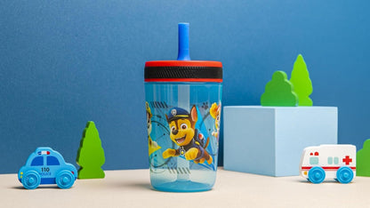 Zak Designs Paw Patrol Chase & Marshall Kelso Tumbler Set, Leak-Proof Screw-On Lid with Straw, BPA-Free, Made of Durable Plastic and Silicone, Perfect Bundle for Kids (15 oz, 2pc Set)