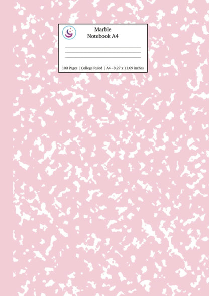 Marble Notebook A4: Pastel Pink College Ruled Journal: 1