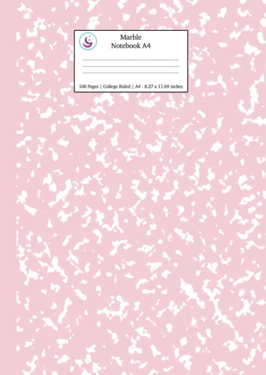 Marble Notebook A4: Pastel Pink College Ruled Journal: 1