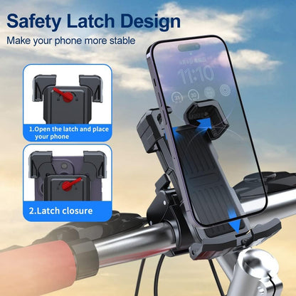 Strong Phone Holder for Bike or Motorcycle,Motorcycle Handlebar Mount,Mountain Bicycle Cellphone Clamp，Scooter Phone Clip,Cycling Motorcycle Accessory Mounts for Cellphones (Black)