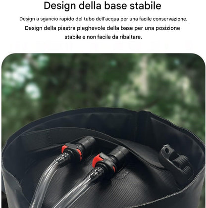 Portable Camping Shower, Folding Bag Shower, 12L Solar Heating, Sturdy, Removable Hose Showerhead, Outdoor Kit, Hiking Gear, Beach Trips, Swimming, Travel Black PVC