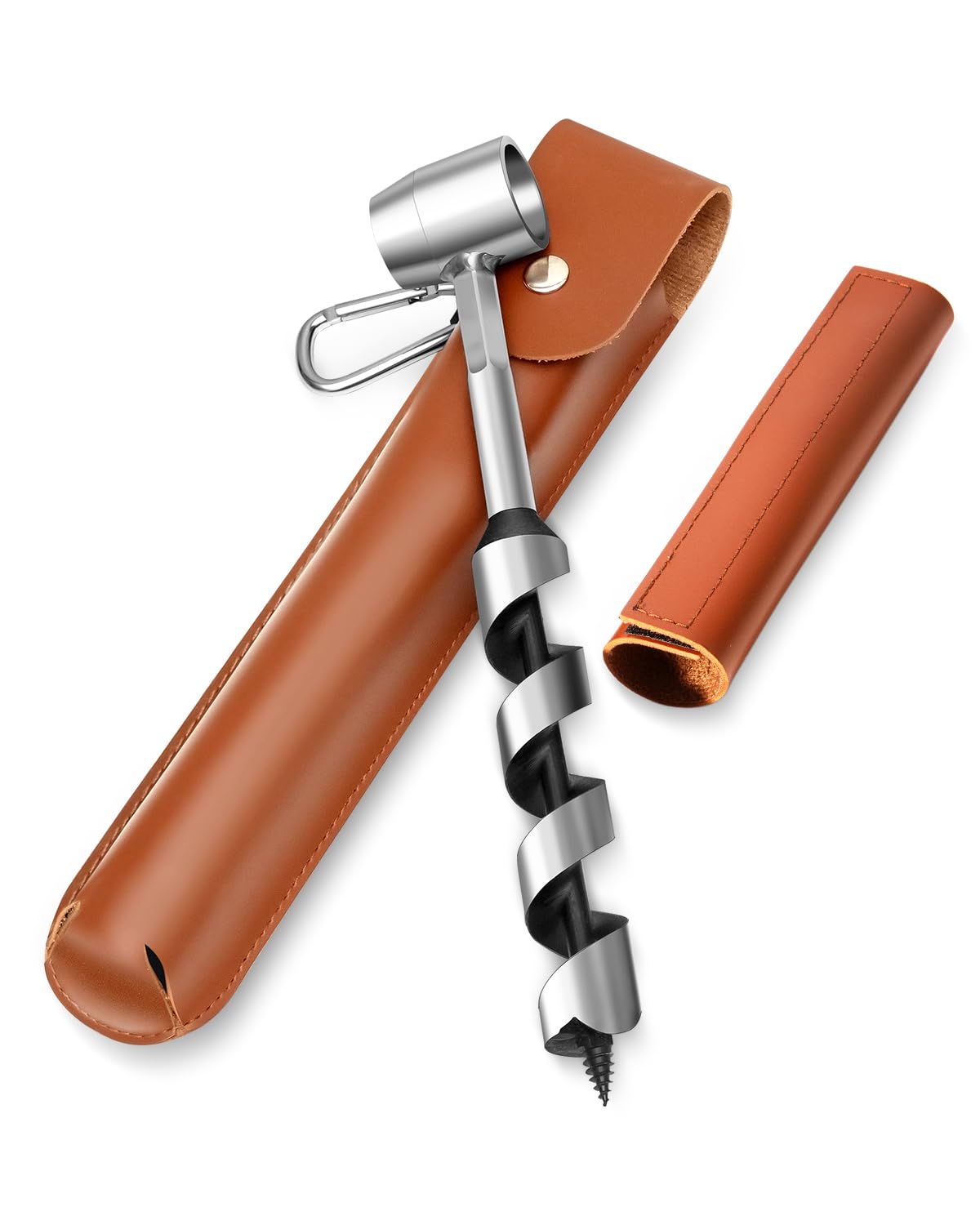 Upgrade Bushcraft Tools, 1 X 10'' Hand Auger Wood Drill, Sharper Settlers Wrench for Easy Wood Drilling, Protable Scotch Eye Auger, Outdoor Survival Gear for Camping Backpacking Hiking