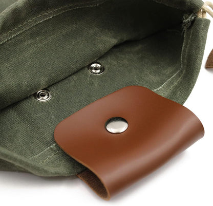 Asenie Foraging Bag Waxed Canvas Collapsible Outdoor Camping Foraging Pouch Mushroom Storage Water Resistant Leather Bushcraft Belt Tinder Dump Pouchs Brown for Travel Camping Hiking (Bag Only)