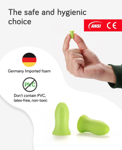 HUFFBIO Soft Foam Ear Plugs, 5 Pairs - 36dB SNR Best Ear Plugs for Sleep, Revolutionary Noise Cancelling Design, Super Soft & Reusable, For Deep Sleeping, Block out Snoring, Travel,Concert,Study,Work