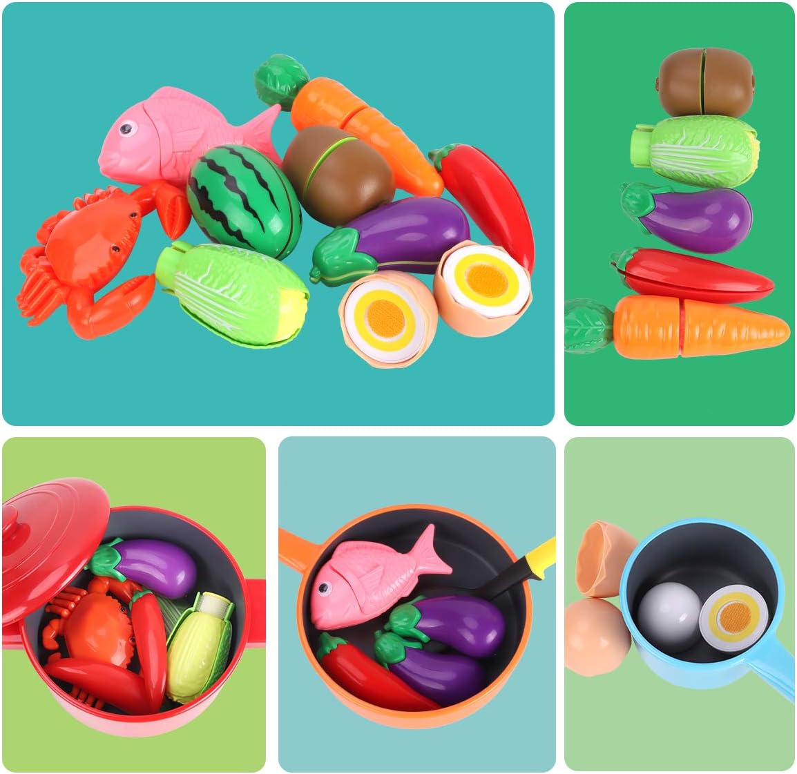 REMOKING Toddler Toys Kids Kitchen Playset,Pretend Play Food with Pots and Pans Set,Cooking Utensils,Preschool Learning Education Toys,3-8 Year Old Girl Boy Gifts