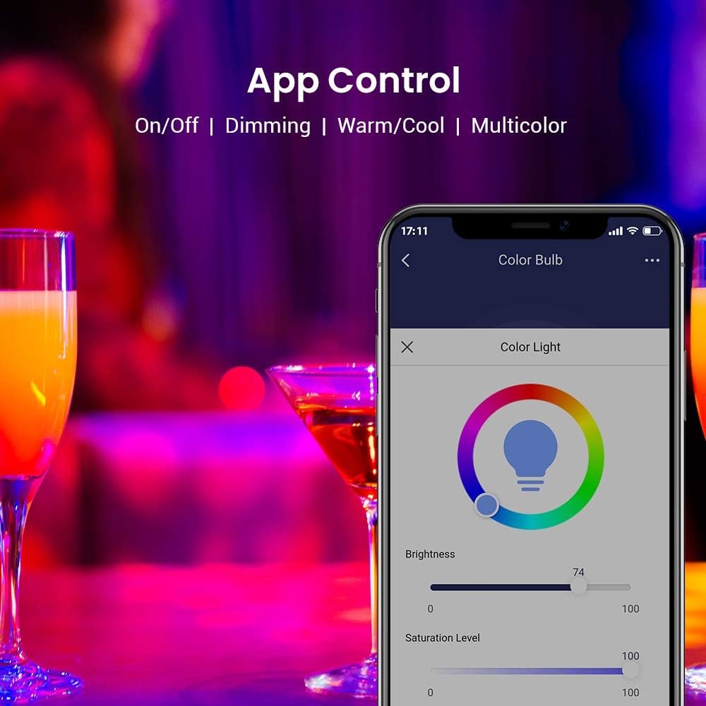 Broadlink Smart Light Bulb, 10W Dimmable RGB Color Changing Wi-Fi LED Smart Bulb E27 800lm, Works with Alexa, Google Home, Siri and IFTTT, No Hub Required, Multi-Color (LB27 R1)