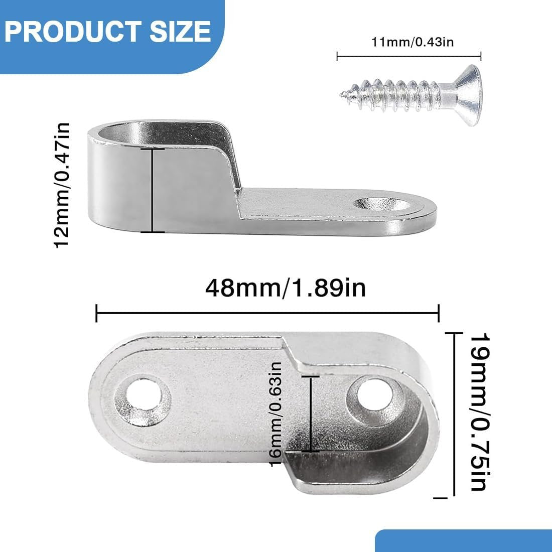 JEYORZY 4 x Wardrobe Tube Support, 16 mm Cabinet Rod Sockets, Interior Closet Accessories, for Rod End Rail for Curtains and Cabinets