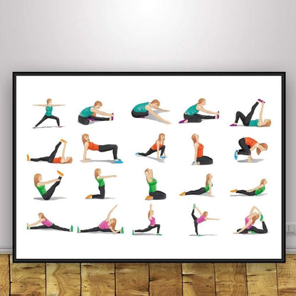 Yoga Ashtanga Poster,Oggettistica Casa Astratta Moderna Arte Della Parete Pittura Su Tela Stampa Immagini A Parete Camera Da Letto Decorazione Palestra,Per Pareti Della Camera Da Letto Donne-40X60Cm