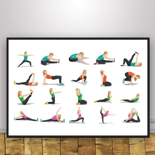 Yoga Ashtanga Poster,Oggettistica Casa Astratta Moderna Arte Della Parete Pittura Su Tela Stampa Immagini A Parete Camera Da Letto Decorazione Palestra,Per Pareti Della Camera Da Letto Donne-40X60Cm