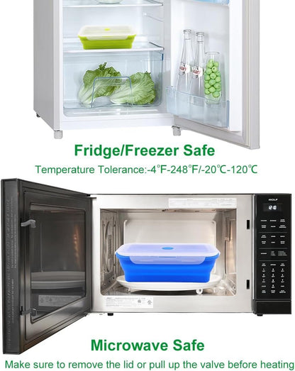 FUSMYE Set of 2 Exlarge Collapsible Silicone Food Storage Containers With Lids | Meal box For Kitchen, Bento Lunch Boxes, Microwave, Dishwasher and Freezer Safe For Camping, Travel Trailer