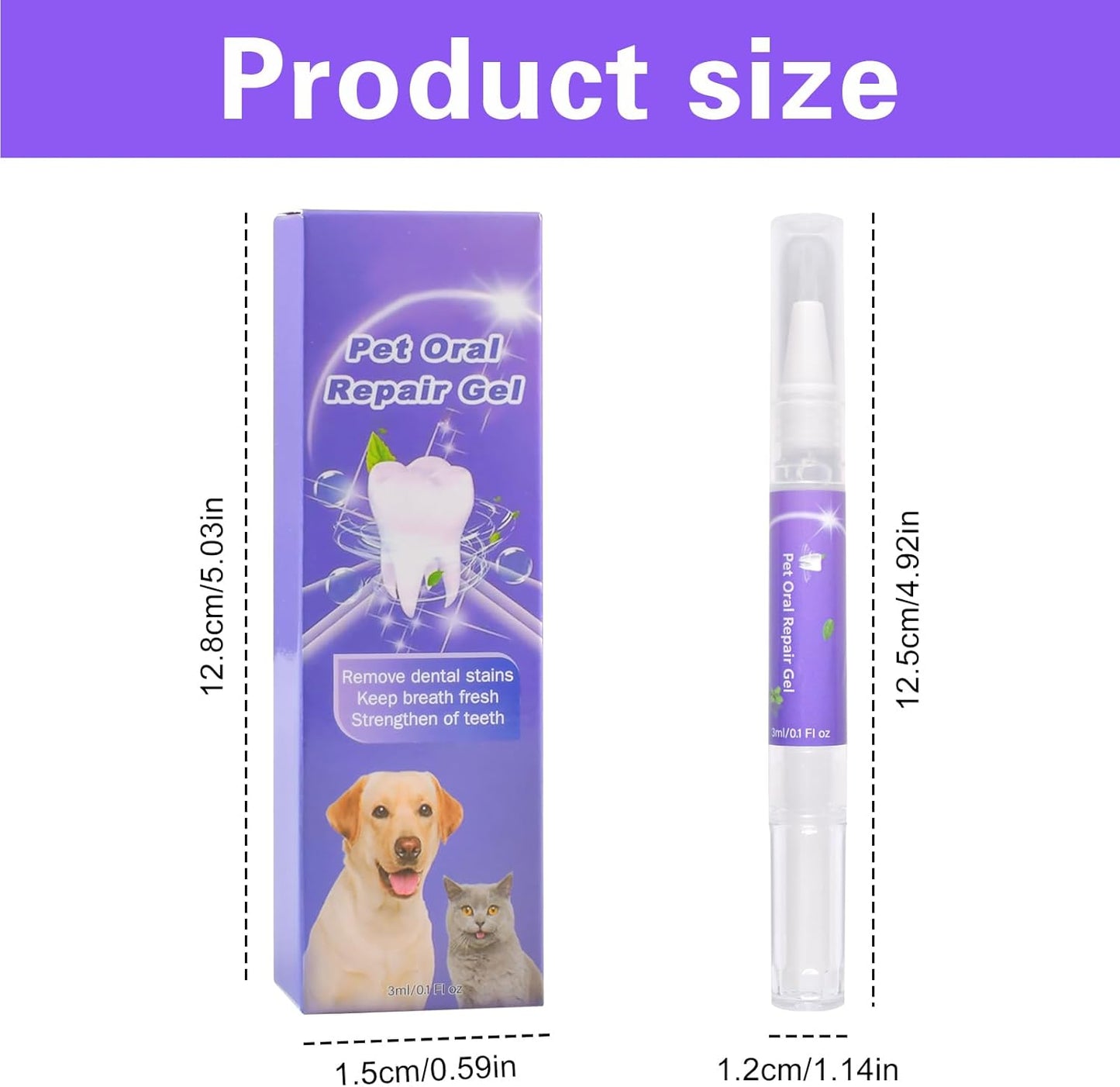 2 Pieces Dental Repair Gel for Dogs, Pet Gel for Oral Care, Fresh Breath for Dogs and Cats, Pet Toothbrush Pen, Pet Oral Care for Dog Cat, Removes Stains and Tartar of Pets