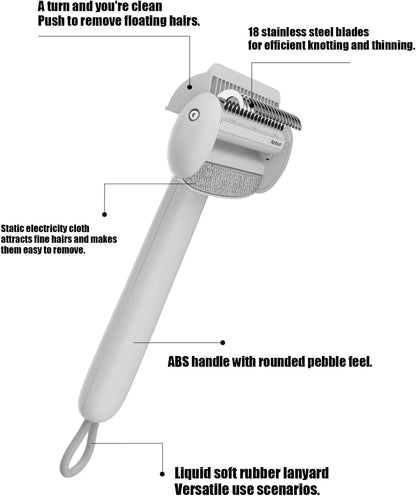 Dematting Comb Dogs, Shedding Brush, Grooming Tool for Mat Detangling, Hair Remover Matted, Pet Care Tools Dogs and Cat 9.45 inches Dog And Cats, Comfortable Grip Design