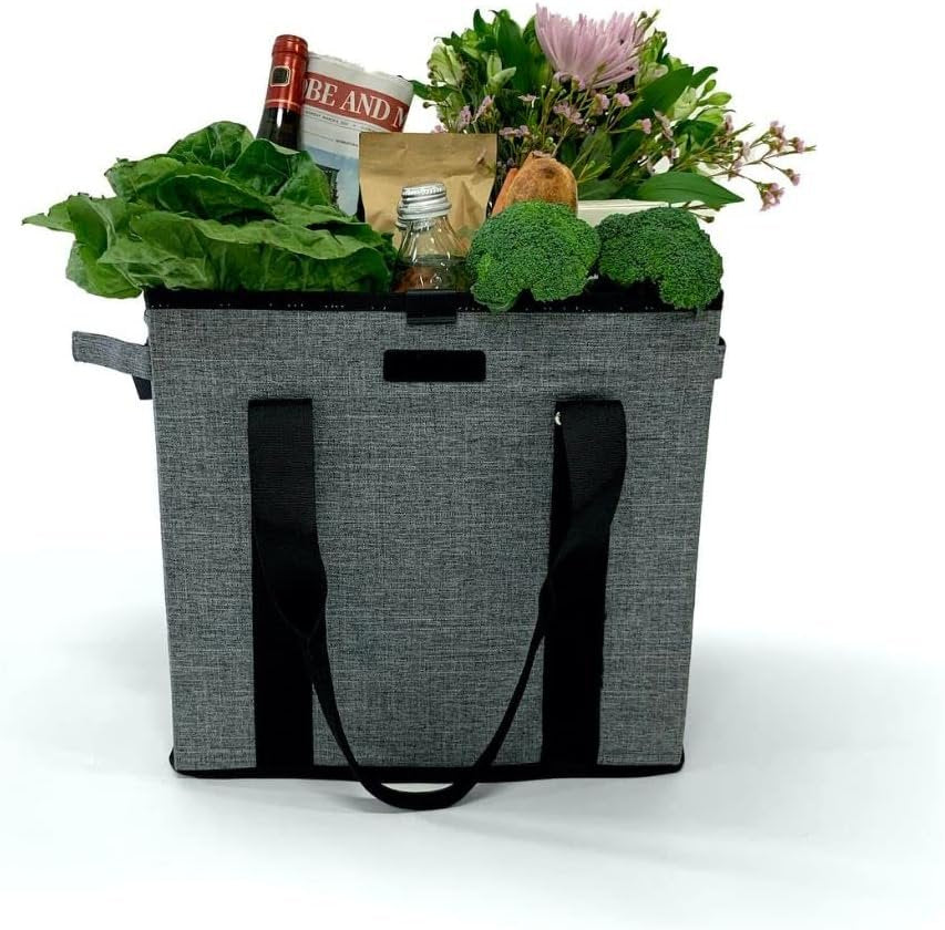 VOOMcart – Luxury Patented Foldable Personal Shopping Cart with Swivel Wheels, Ergonomic, Stylish & Lightweight, Holds Up to 70 lbs, Perfect for Market Trips, Urban Living & Compact Storage, Grey