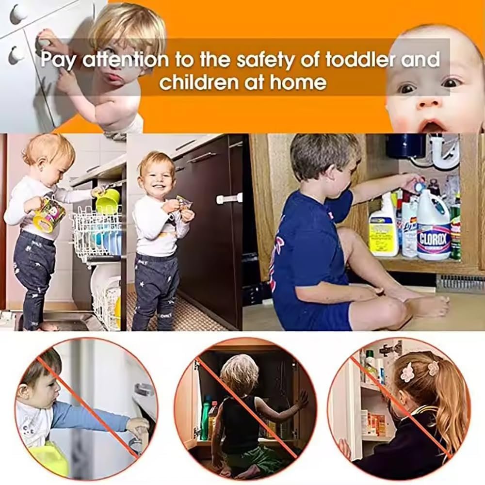 Baby Locks (10-Pack) Child Safety Cabinet Proofing, Safes Quick and Easy Adhesive Installation, Cabinet Drawer Door Latches, No Tools Required,Multifunctional for Furniture Kitchen.