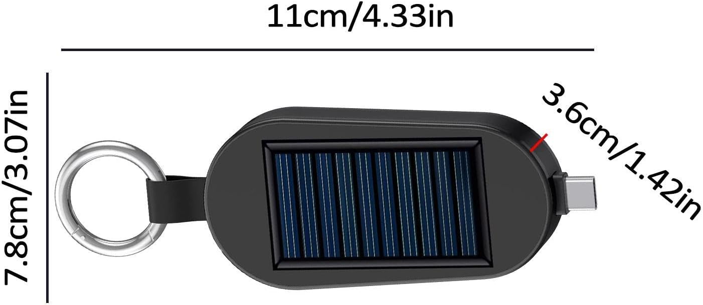 Solar Charger Keychain - 3000mah Portable Solar Powers Bank | Type C Charger Solar Keychain Powers Bank with Wireless Charging, Solar Powered Keychain Powers Bank Type C