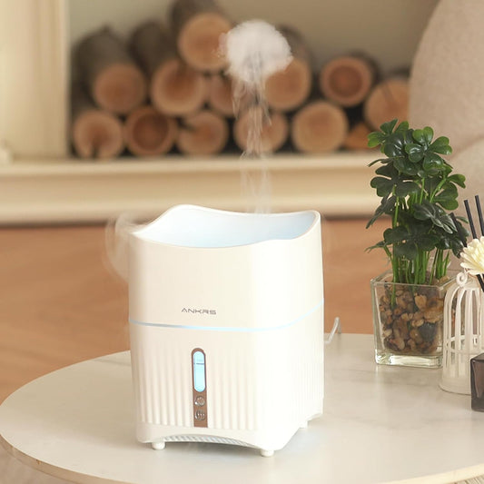 Ankrs Essential Oil Humidifier, 500ml Jellyfish Mist Ring Aromatherapy Oil Humidifier with 7 Colors LED Lights & 2 Spray Modes, Waterless Auto-Off Cool Mist Humidifiers for Bedroom Large Room Home