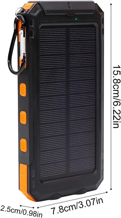 Solar Charger, Portable Charger for Phones, 20000mAh Wireless Bank, 6.22x3.07x0.98 inches, Fast Charging Device, Built-in Flashlight, Ideal for Camping, Hiking, Outdoor