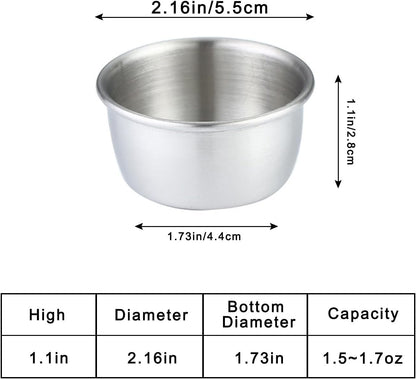 Gnicaela 6-Pack Salad Dressing Food Storage Containers with Leakproof Silicone Lids, 50ml Stainless Steel Condiment & Dipping Sauce Cups Ideal for Lunch Bento Boxes