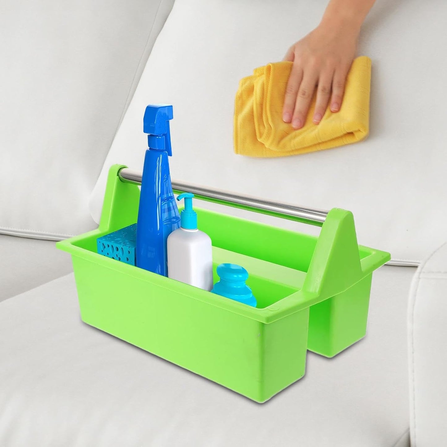 Cleaning Basket With Handle, Household Supplies Organizer, 15.75x10.04x8.27 Inches Large Capacity Lightweight Tool Box, Cleaning Device Carrier, Storage Bin For Dorm, Women, Men