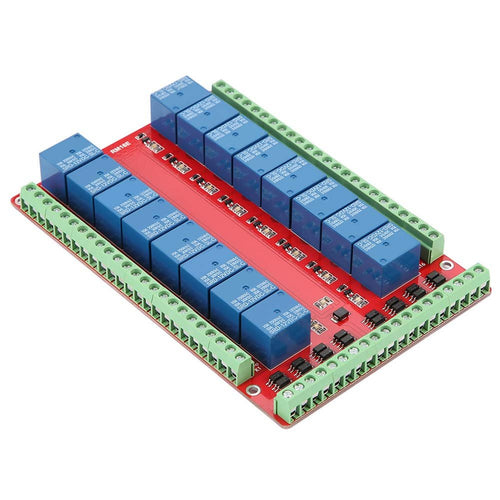 16 Channel Relay Module High/Low Level DC 5/12/24V Isolated Type for Home Automation (DC12V)