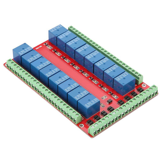 16 Channel Relay Module High/Low Level DC 5/12/24V Isolated Type for Home Automation (DC12V)