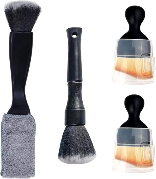 4 PCS Car Interior Detailing Brush Set, Soft Bristle Dust Brush Kit for Auto Dashboard, AC Vents, Truck SUV RV Cleaning, Scratch-Free Interior Tools